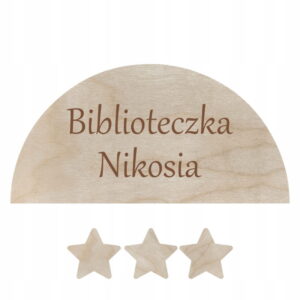 Napis tabliczka Biblioteczka + IMIĘ DZIECKA gwiazdki pokój dziecięcy