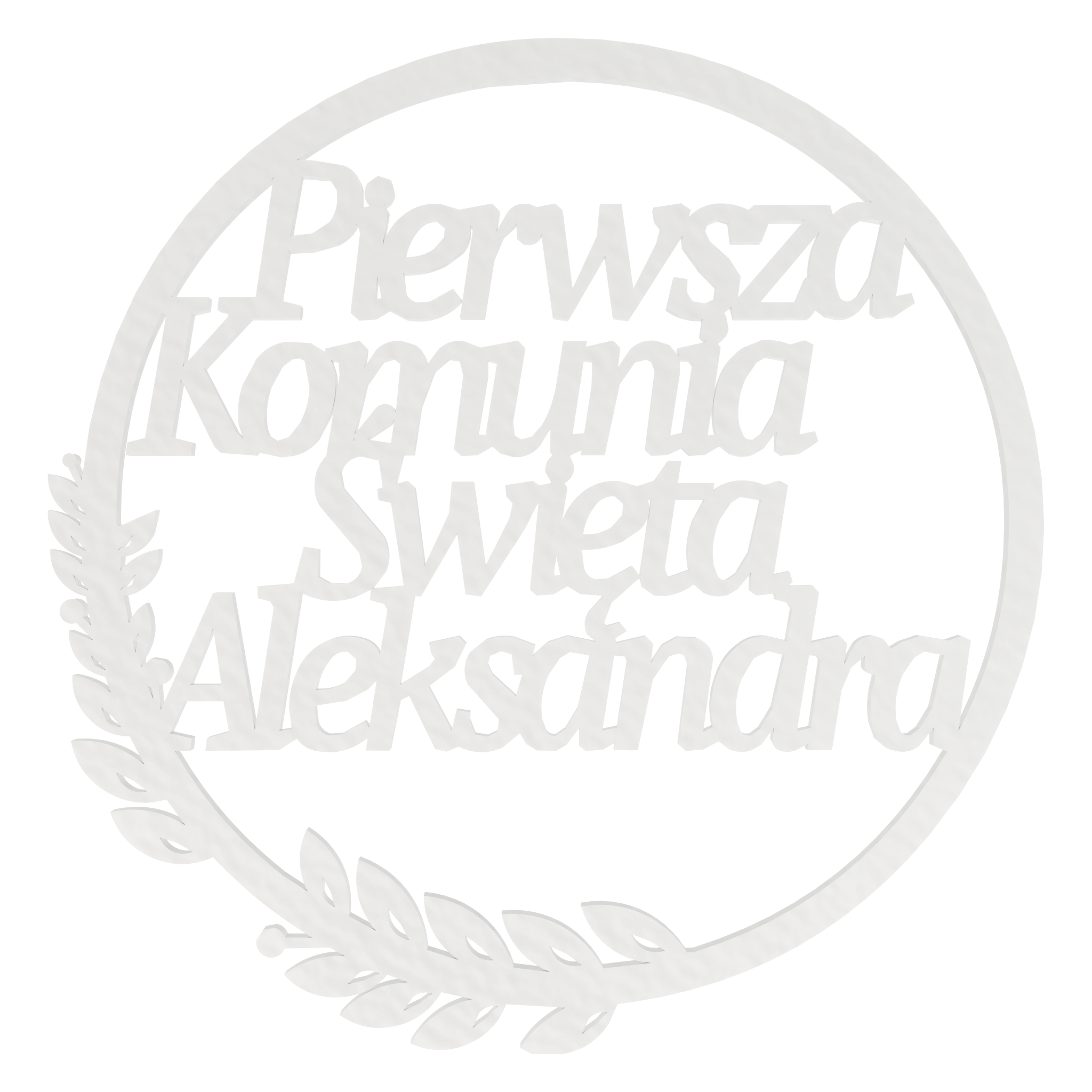 OBRĘCZ PIERWSZA KOMUNIA LISTKI 29 CM DOWOLNY NAPIS IMIĘ PERSONALIZOWANE 1 Zakręcone Sznurki OBRĘCZ PIERWSZA KOMUNIA LISTKI 29 CM DOWOLNY NAPIS IMIĘ PERSONALIZOWANE