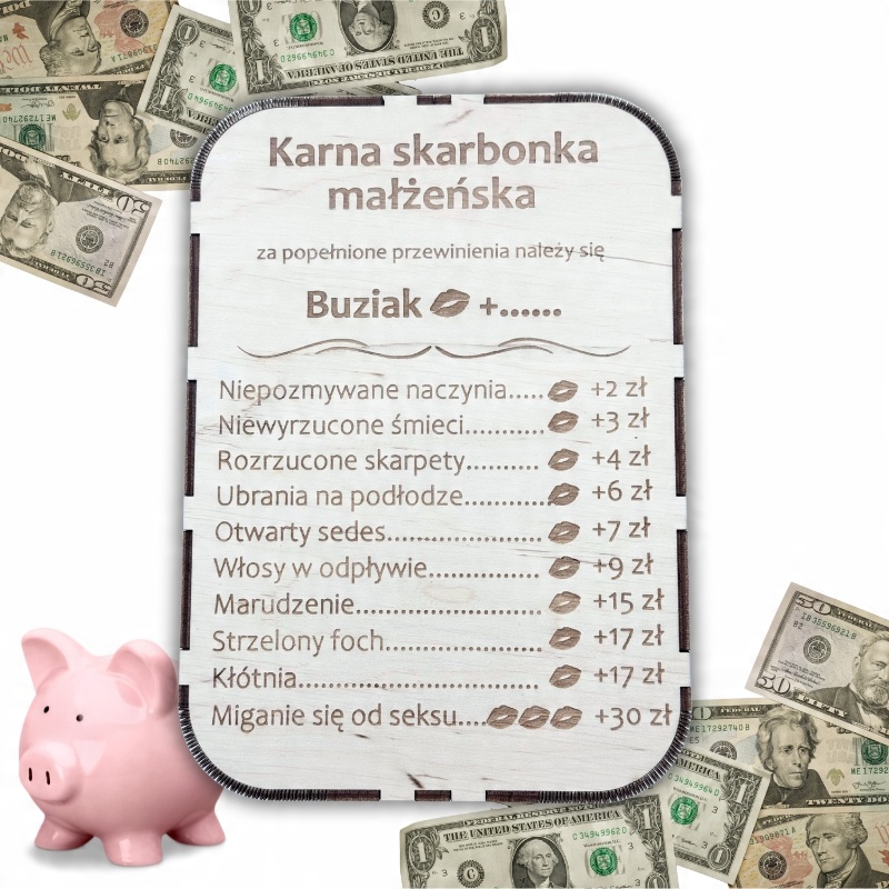Karna skarbonka małżeńska dla par prezent wesele rocznica 2 Zakręcone Sznurki Karna skarbonka małżeńska dla par prezent wesele rocznica