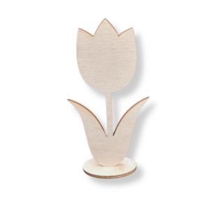 8872 Drewniany tulipan 12 cm ZESTAW 50 SZT kwiat stojący na podstawce