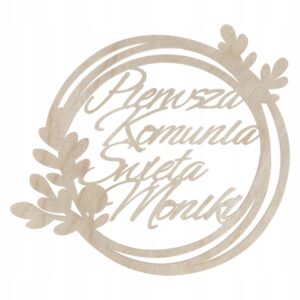 OBRĘCZ PIERWSZA KOMUNIA GAŁĄZKI 30 CM DOWOLNY NAPIS IMIĘ PERSONALIZOWANE