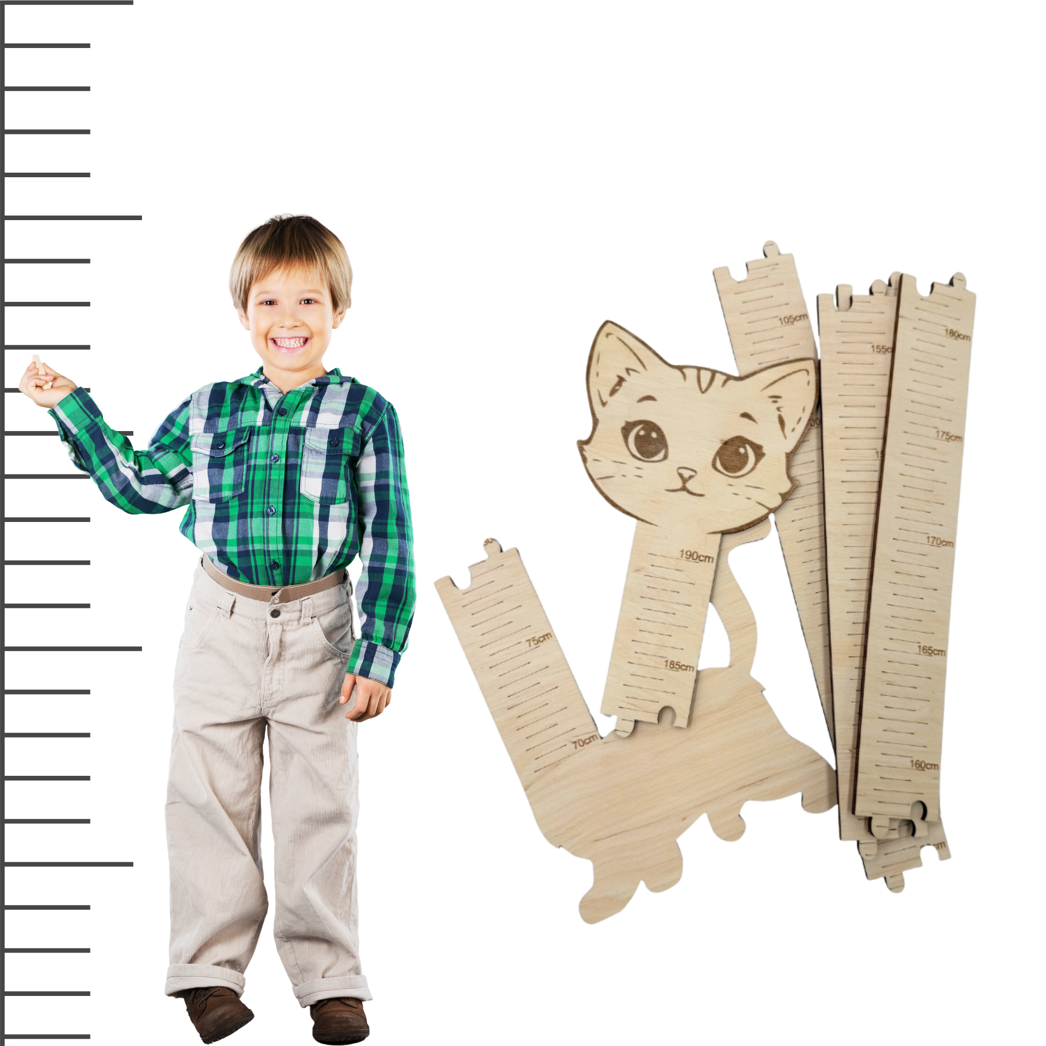 Miarka wzrostu na ścianę KOT 70 - 190 cm 1 Zakręcone Sznurki Miarka wzrostu na ścianę KOT 70 - 190 cm