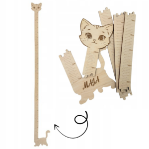 Miarka wzrostu na ścianę +IMIĘ DZIECKA  KOT  70 - 190 cM