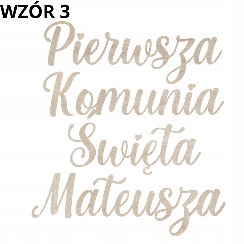 Pierwsza Komunia Święta + Imię Duży napis personalizowany na ściankę 3 Zakręcone Sznurki Pierwsza Komunia Święta + Imię Duży napis personalizowany na ściankę