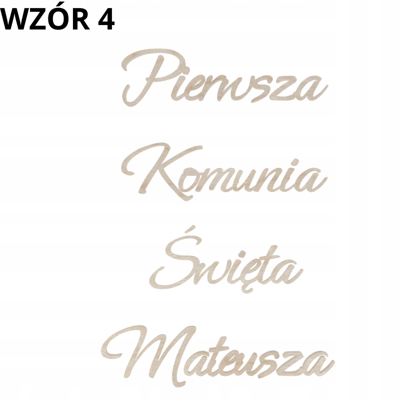 Pierwsza Komunia Święta + Imię Duży napis personalizowany na ściankę 4 Zakręcone Sznurki Pierwsza Komunia Święta + Imię Duży napis personalizowany na ściankę