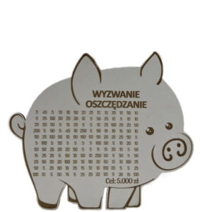 BIAŁA Świnka Skarbonka TWÓJ NAPIS I KWOTA!