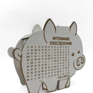 BIAŁA Świnka Skarbonka TWÓJ NAPIS I KWOTA!