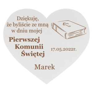 PODZIĘKOWANIE DLA GOŚCI MAGNES SERCE PIERWSZA KOMUNIA PERSONALIZOWANE IMIĘ
