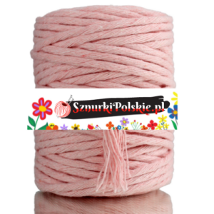 9a25186819f47ba1dfbafc2083755789 Sznurek bawełniany skręcany RÓŻOWY 10m 5mm
