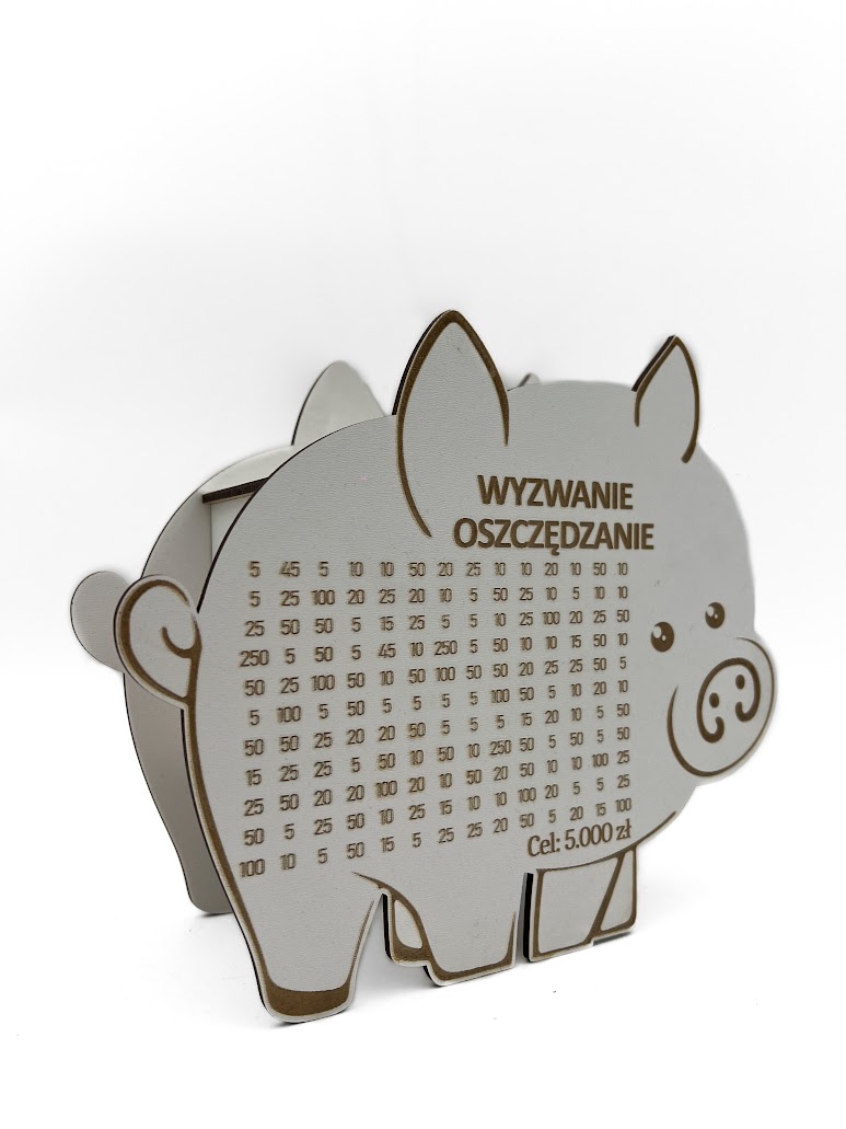 BIAŁA Świnka Skarbonka WYZWANIE OSZCZĘDZANIE 2 Zakręcone Sznurki BIAŁA Świnka Skarbonka WYZWANIE OSZCZĘDZANIE