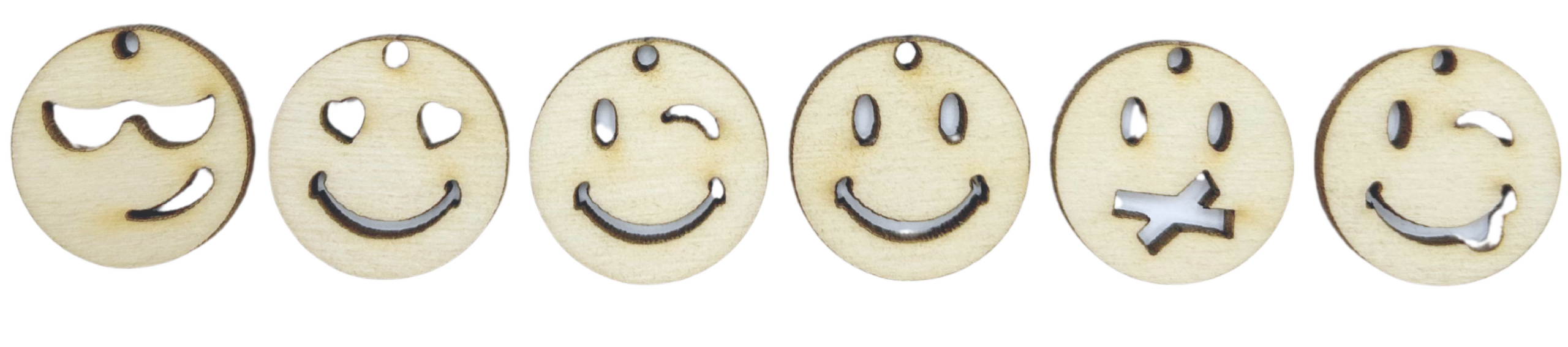 Scrapki drewniane emotikon buźki buzie 6szt 1 Zakręcone Sznurki Scrapki drewniane emotikon buźki buzie 6szt