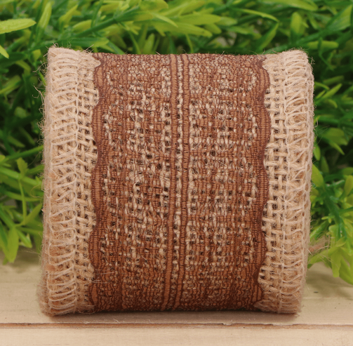 Jutowa wstążka z koronką brąz 6cm 2m 2 Zakręcone Sznurki Jutowa wstążka z koronką brąz 6cm 2m