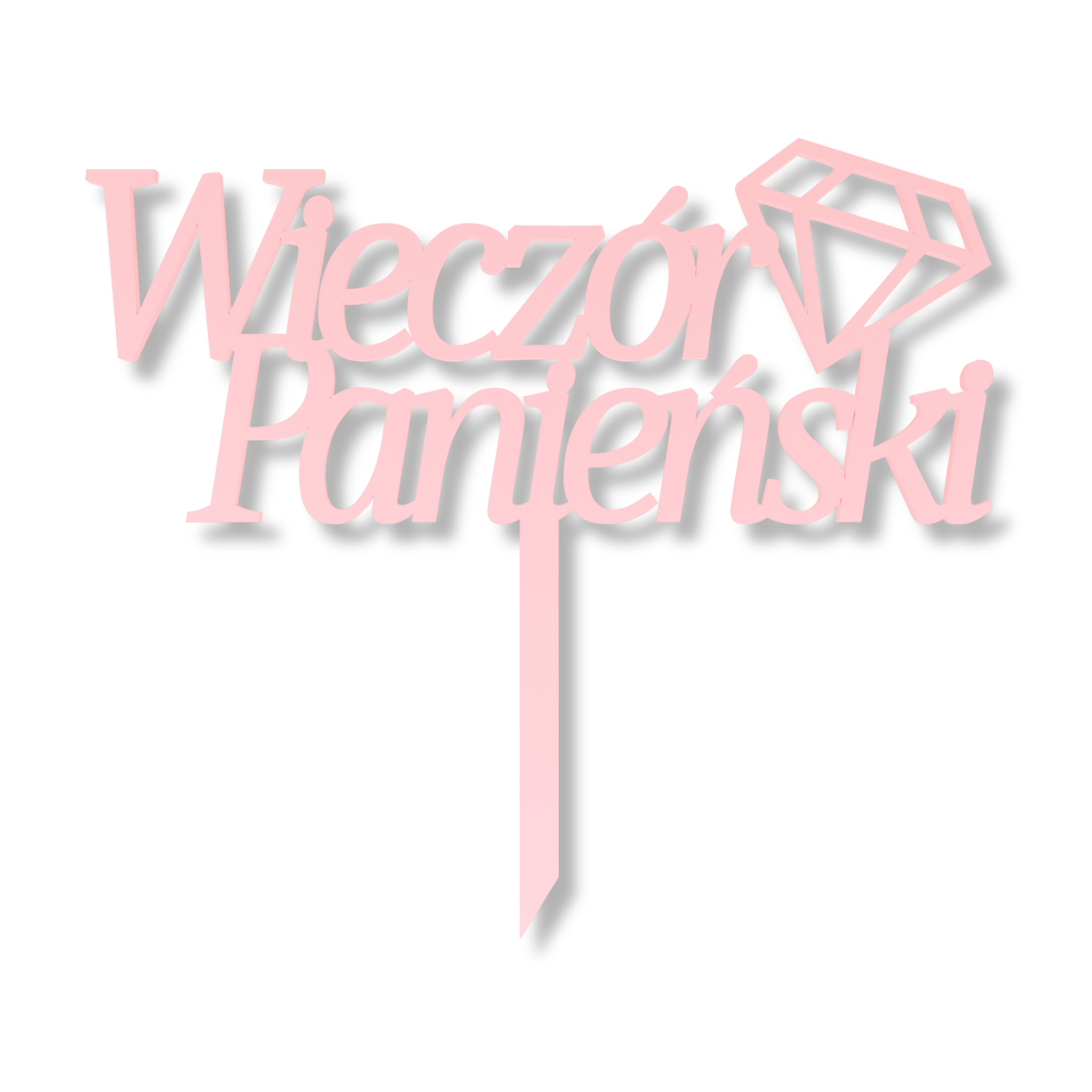 Różowy topper Wieczór Panieński DIAMENT napis na piku 1 Zakręcone Sznurki Różowy topper Wieczór Panieński DIAMENT napis na piku