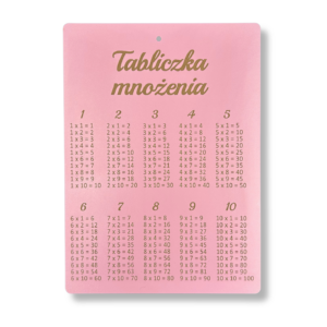 Różowa tabliczka mnożenia A4 do zawieszenia zawieszka do nauki
