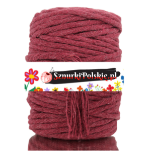 ead48d940aaa442b10b8b9b47f1cb771 Sznurek bawełniany skręcany BORDOWY 10m 5mm
