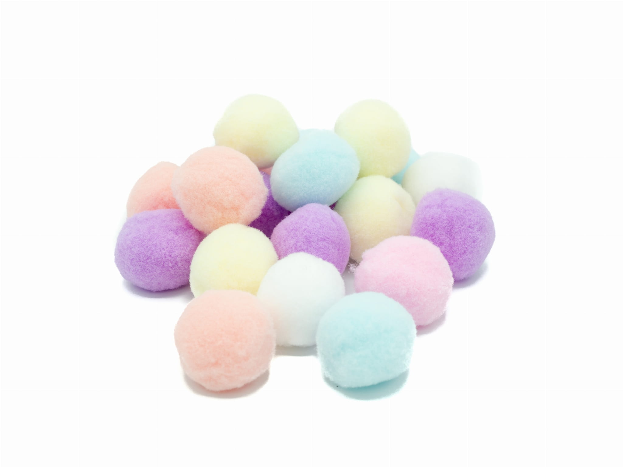 Pompony akrylowe pluszowe kuleczki pastelowe mix 1 Zakręcone Sznurki Pompony akrylowe pluszowe kuleczki pastelowe mix